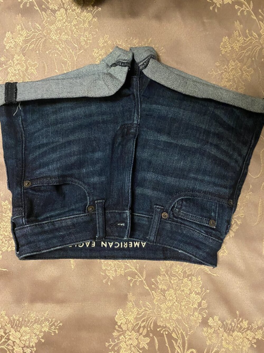 micro dark denim shorts